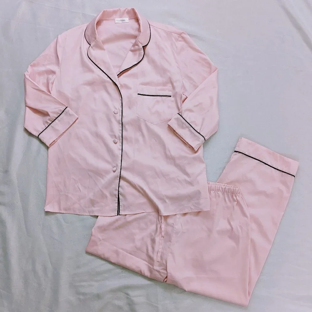 Missroomie Light Pink Pajama Set Silky and Luxurious Size Large